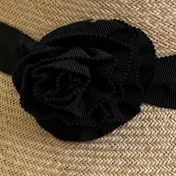 Tracey Tooker | Tan Straw Black Ribbon Floral Bow Beach Garden Golf Brim Sun Hat main image 6